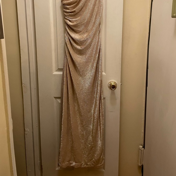 One shoulder Calvin Klein dress with slit *GOLD - Picture 7 of 13